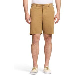 NEW Izod Men's Size 32x9.5 Saltwater Flat Front Shorts Tan Stretch Cotton Blend